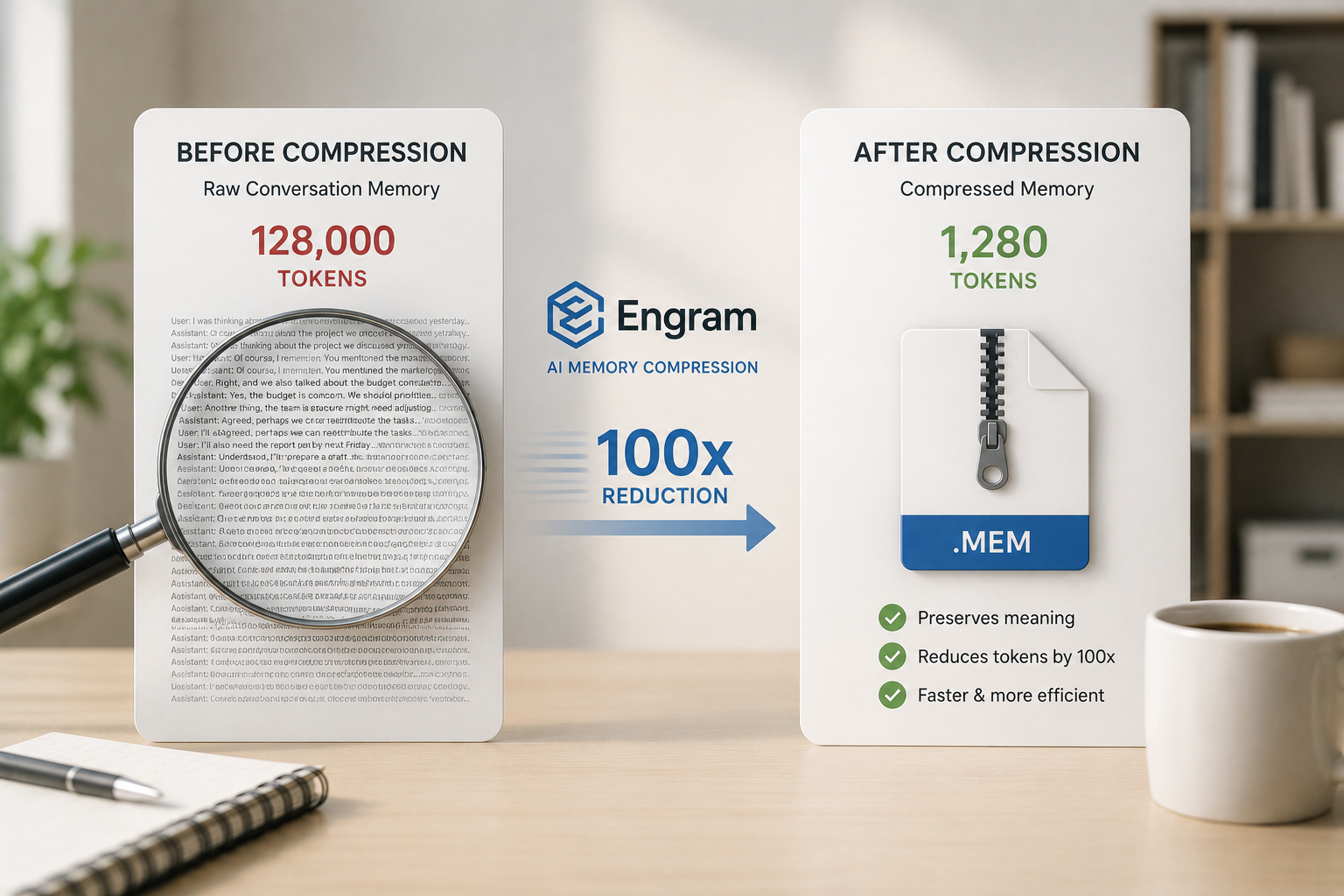 How Engram AI Memory Compression Reduces Tokens by 100x