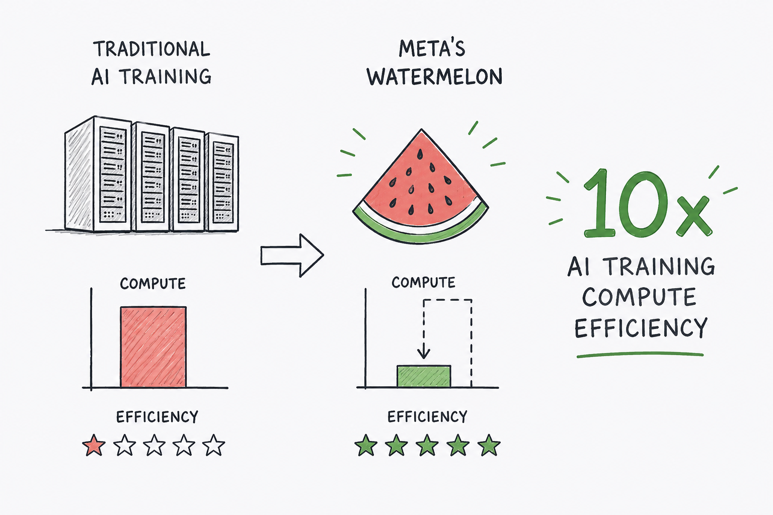 Meta's Watermelon: 10x AI Training Compute Efficiency Explained